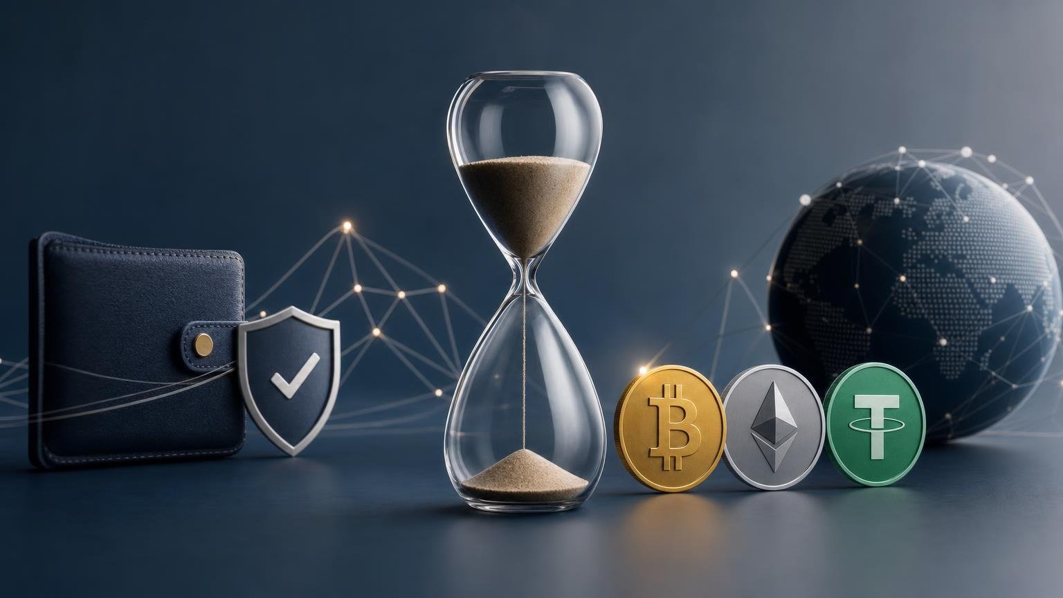 Suivi sécurisé d’un paiement en BTC, ETH ou USDT à partir du statut de la demande, du réseau sélectionné et du hash de transaction